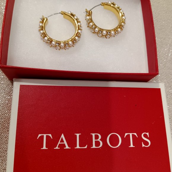 Talbot Pearl &Crystal Hoop earrings - Picture 7 of 7